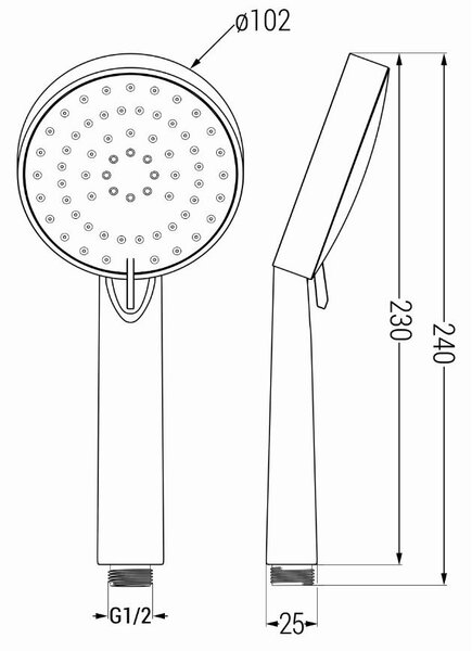Mexen příslušenství - 1-bodový ruční sprchový set R-75, černá, 785756052-70