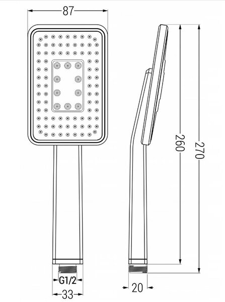 Mexen příslušenství - 1-bodový ruční sprchový set R-54, černá/chrom, 785546052-71
