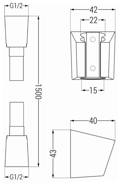 Mexen příslušenství - 1-bodový ruční sprchový set R-54, černá/chrom, 785546052-71
