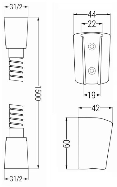 Mexen příslušenství - 1-bodový ruční sprchový set R-73, černý, 785736052-70