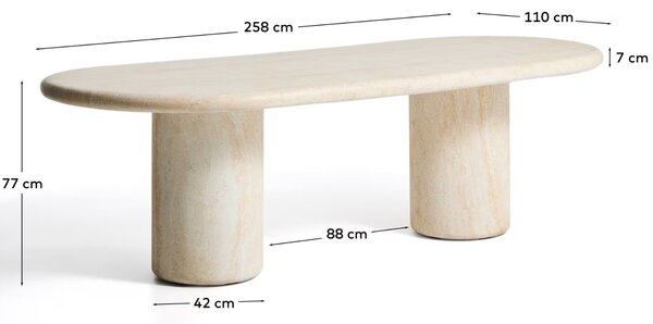 Kave Home Béžový cementový zahradní stůl Drasi 258 x 110 cm