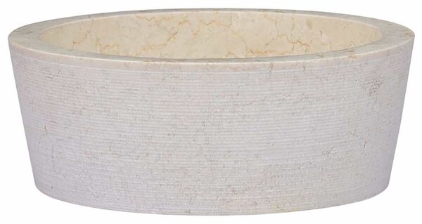 Umyvadlo krémové Ø 40 x 15 cm mramor 149177