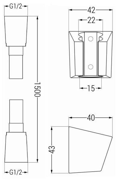Mexen příslušenství - 1-bodový ruční sprchový set R-45, černá, 785456052-70