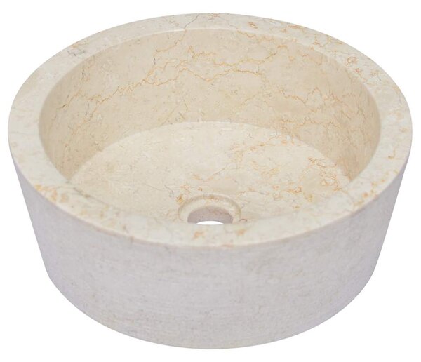 Umyvadlo krémové Ø 40 x 15 cm mramor 149177