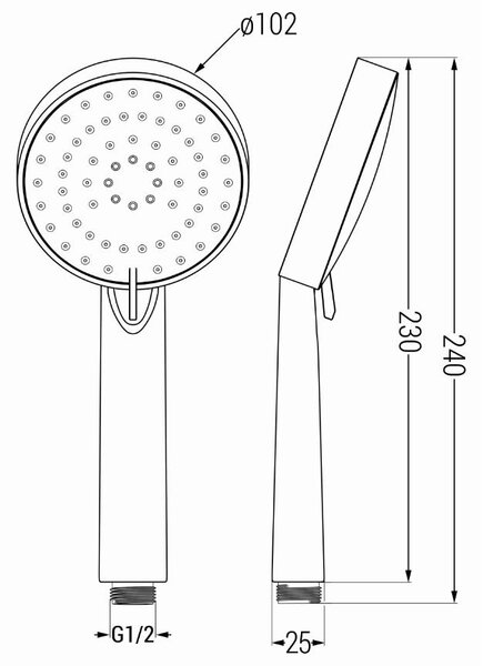 Mexen příslušenství - 1-bodový ruční sprchový set R-75, chrom, 785756052-00
