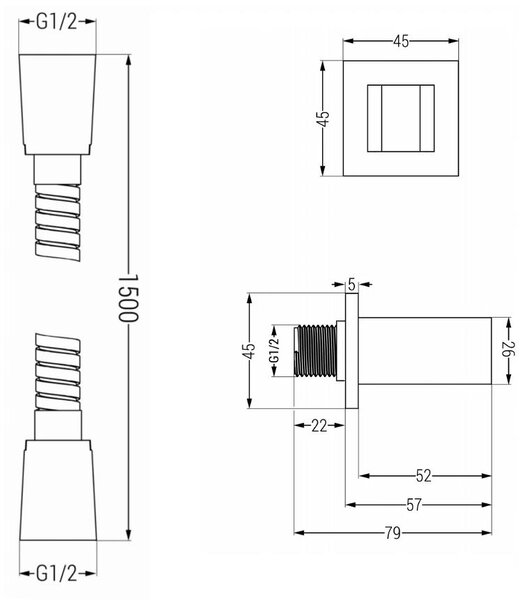 Mexen příslušenství - podomítkový 1-bodový ruční sprchový set R-02, chrom, 785006050-00