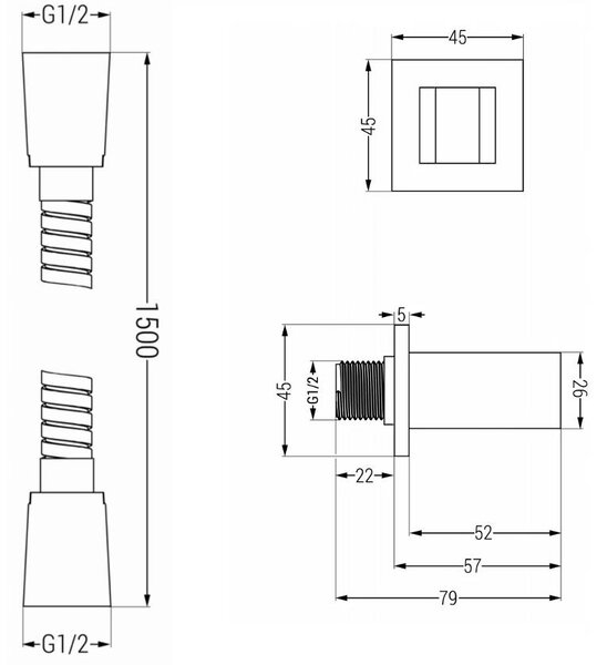 Mexen příslušenství - podomítkový 1-bodový ruční sprchový set R-02, grafit, 785006050-66