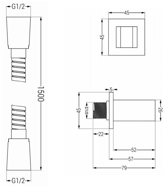 Mexen příslušenství - podomítkový 1-bodový ruční sprchový set R-02, zlatá, 785006050-50