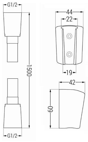 Mexen příslušenství - 1-bodový ruční sprchový set R-22, černá, 785226052-70