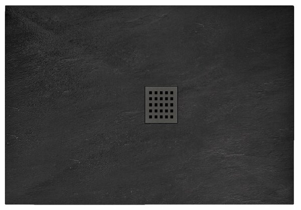 Rea BLACK ROCK- Akrylátová sprchová vanička 80 x 100 x 3,5 cm + sifon, černá, REA-K4578