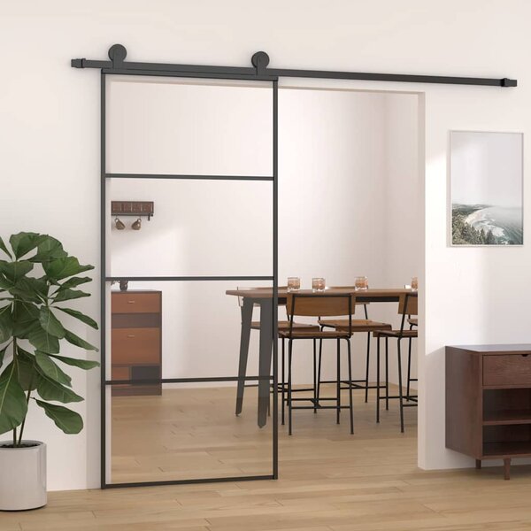 Posuvné dveře hliník a ESG sklo 90 x 205 cm černé 149480