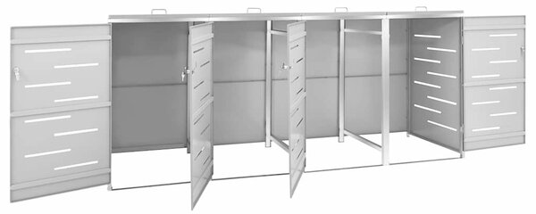 Přístřešek na čtyři popelnice 276,5x77,5x115 cm nerezová ocel 149561