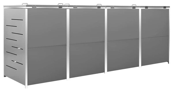 Přístřešek na čtyři popelnice 276,5x77,5x115 cm nerezová ocel 149557