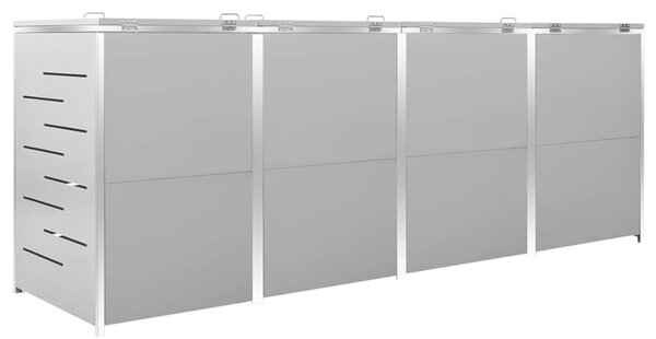 Přístřešek na čtyři popelnice 276,5x77,5x115 cm nerezová ocel 149561