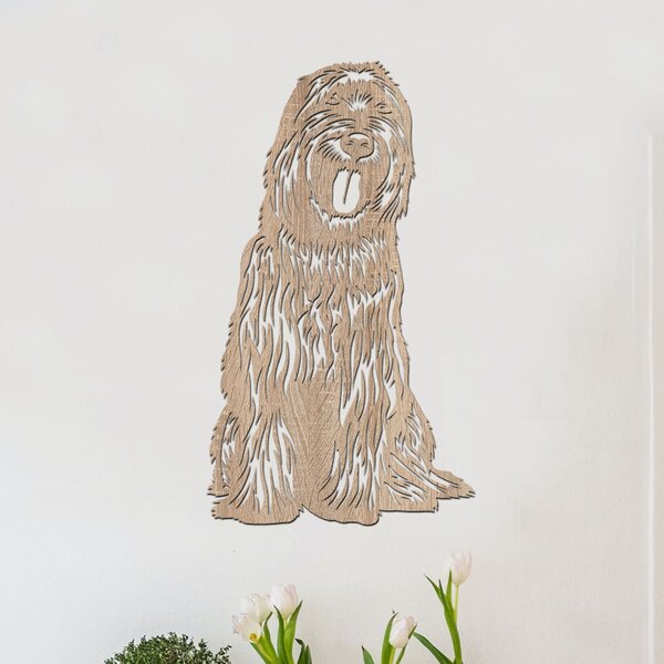 Dřevěný obraz psa BRIARD | Rozměry (cm): 23x40 | Zvolte barvu dekoru: Černá