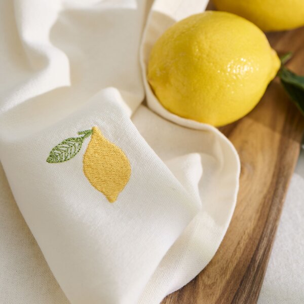 Látkový ubrousek s výšivkou Summer Vibes Lemon
