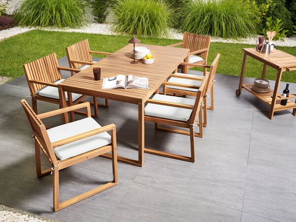 Sada 8 polštářů na zahradní židle SASSARI PREMIUM 46 x 46 cm Krémově bílá