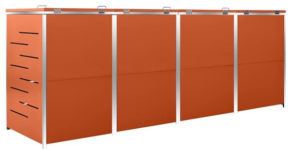 Přístřešek na čtyři popelnice 276,5x77,5x115 cm nerezová ocel 149565