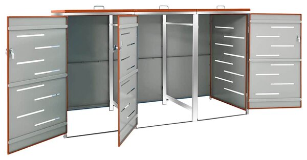 Přístřešek na tři popelnice 207 x 77,5 x 115 cm nerezová ocel 149564