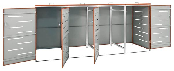 Přístřešek na čtyři popelnice 276,5x77,5x115 cm nerezová ocel 149565