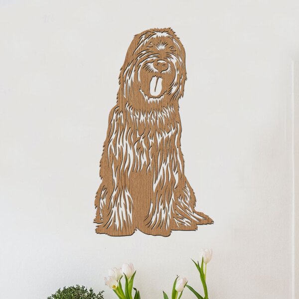 Dřevěný obraz psa BRIARD | Rozměry (cm): 23x40 | Zvolte barvu dekoru: Černá