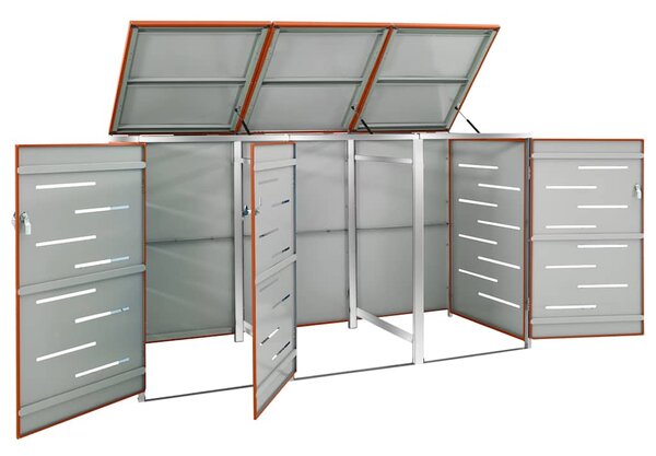 Přístřešek na tři popelnice 207 x 77,5 x 115 cm nerezová ocel 149564