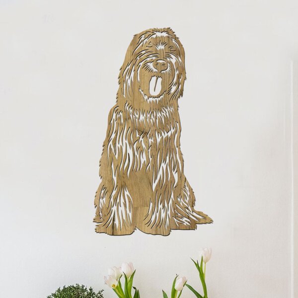 Dřevěný obraz psa BRIARD | Rozměry (cm): 23x40 | Zvolte barvu dekoru: Černá
