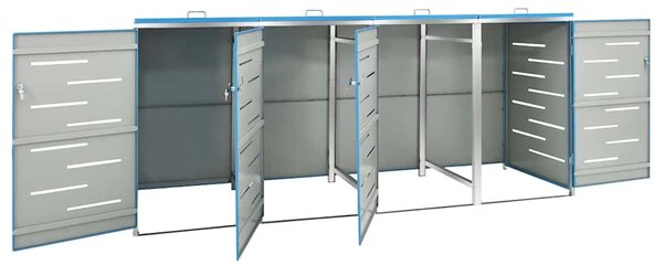 Přístřešek na čtyři popelnice 276,5x77,5x115 cm nerezová ocel 149569