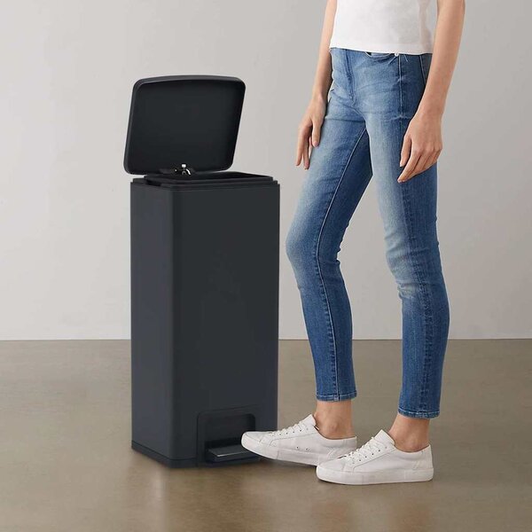 Odpadkový koš s pedálem 30 l černý nerezová ocel 149573