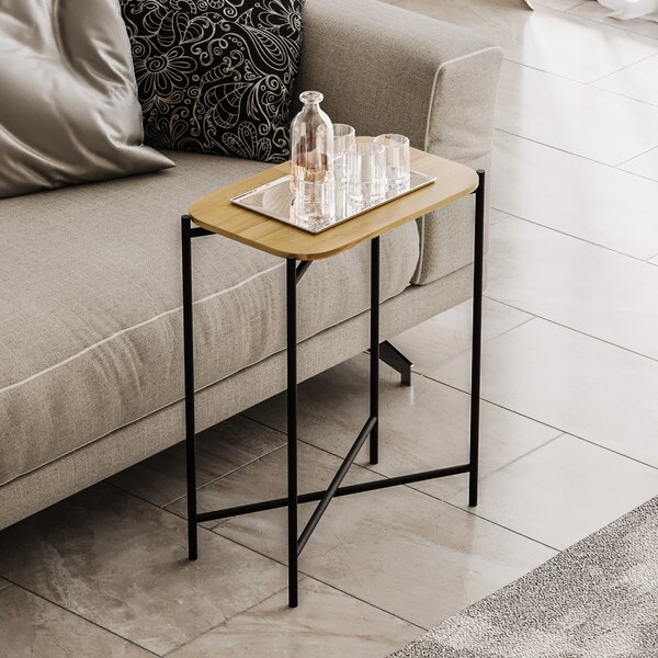 Kalune Design Odkládací stolek Shb-003 z masivu černý/dub přírodní