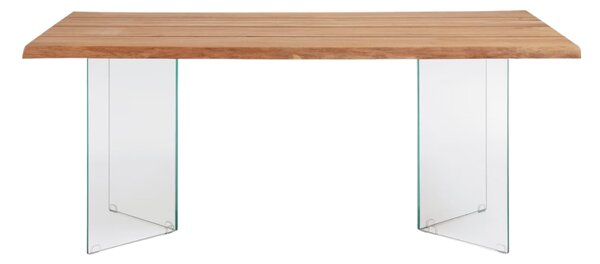 Dubový jídelní stůl Kave Home Lotty 160 x 90 cm se skleněnou podnoží