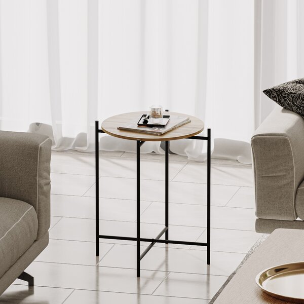 Kalune Design Odkládací stolek Shb-004 z masivu černý/dub přírodní