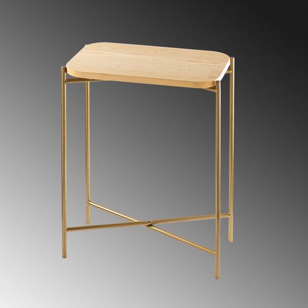 Kalune Design Odkládací stolek Shb-003 z masivu zlatý/dub přírodní