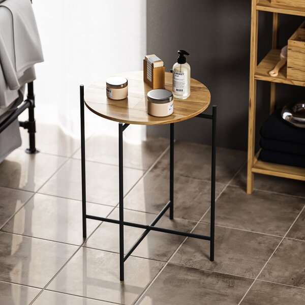 Kalune Design Odkládací stolek Shb-004 z masivu černý/dub přírodní