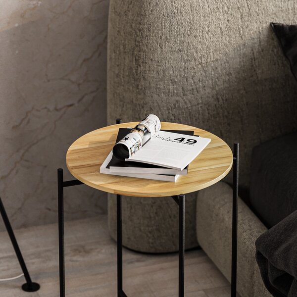 Kalune Design Odkládací stolek Shb-004 z masivu černý/dub přírodní