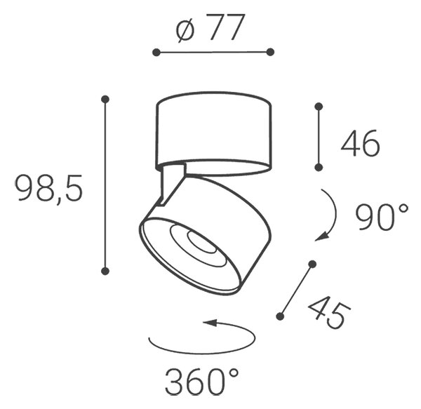 LED2 11508315DT KLIP ON stropní povrchové bodové svítidlo LED D77mm 11W/770lm 3000K TRIAC bílá, chrom