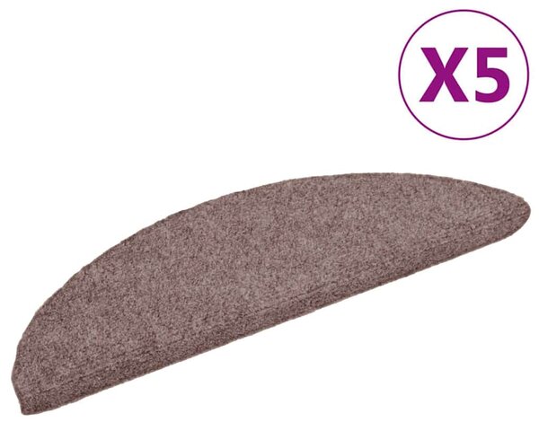 Schodové rohože samolepicí 5 ks 56 x 17 x 3 cm světle hnědé, půlkulaté 149674