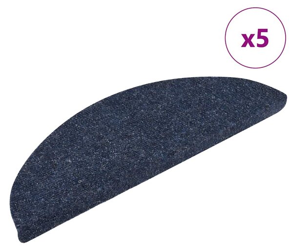 Schodové rohože samolepicí 5 ks 56 x 17 x 3 cm modré půlkulaté 149684