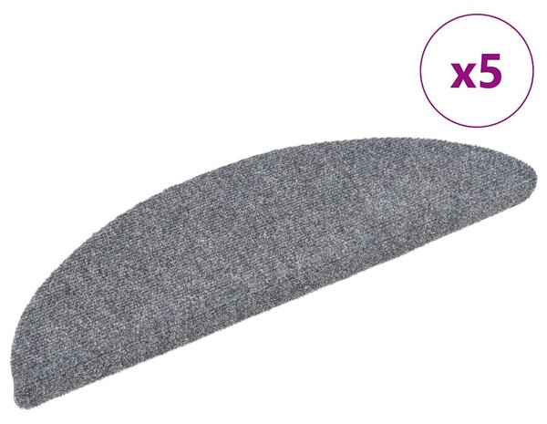 Schodové rohože samolepicí 5 ks 56 x 17 x 3 cm světle šedé půlkulaté 149680