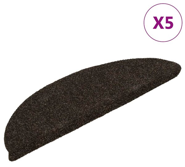 Schodové rohože samolepicí 5 ks 56 x 17 x 3 cm tmavě hnědé půlkulaté 149686