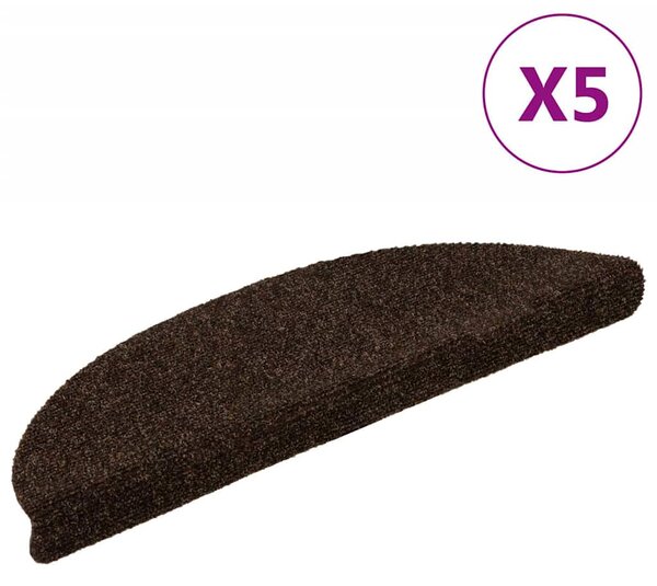 Schodové rohože samolepicí 5 ks 56 x 17 x 3 cm hnědé půlkulaté 149688