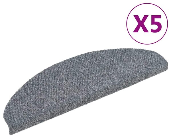 Schodové rohože samolepicí 5 ks 65 x 21 x 4 cm světle šedé, půlkulaté, velké 149704