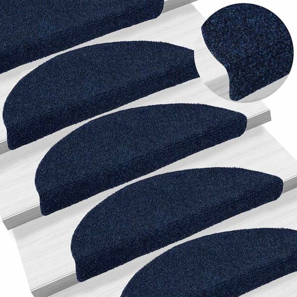 Schodové rohože samolepicí 5 ks 56 x 17 x 3 cm tmavě modré půlkulaté 149694