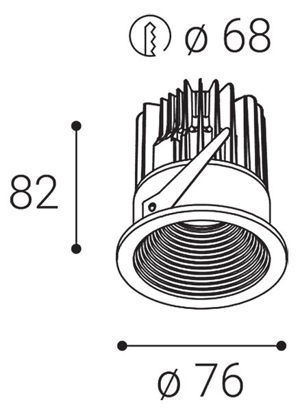 LED2 2111033DT SPLASH zápustné bodové svítidlo LED D76mm 7W/525lm 3000K IP54 TRIAC černá