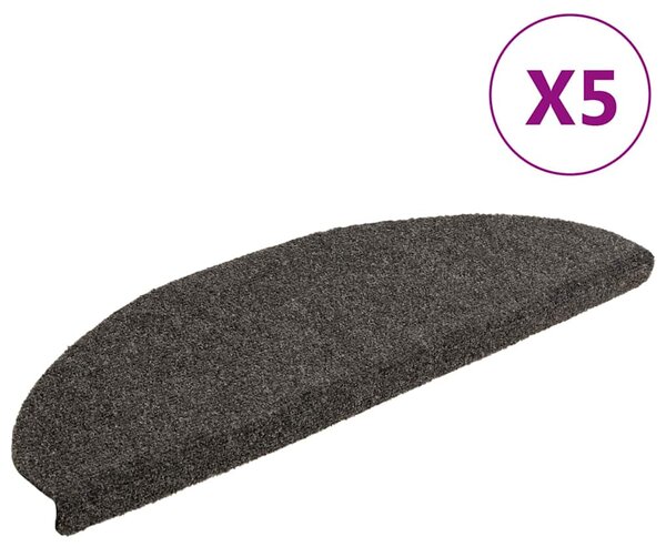 Schodové rohože samolepicí 5 ks 65 x 21 x 4 cm antracitové, půlkulaté, velké 149714