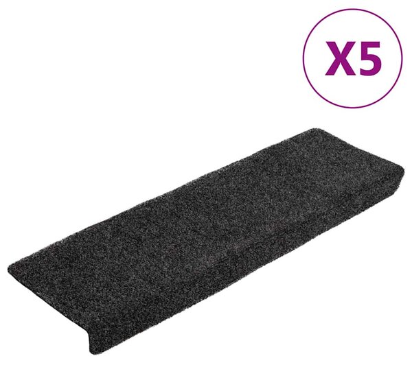Schodové rohože samolepicí 5 ks 65 x 21 x 4 cm tmavě šedé s obdélníkovým okrajem 149724