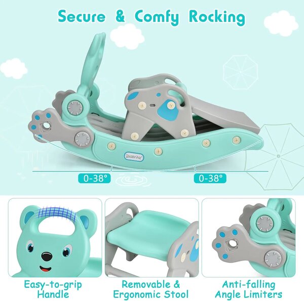 Rockyslide™ 5-v-1 Dětská Skluzavka A Houpačka, Zelená