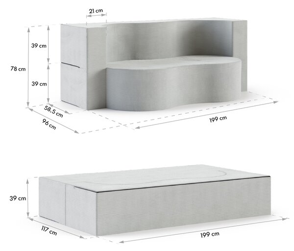 Rozkládací pohovka TWIST BÉŽOVÁ SZTRUKS 120x200
