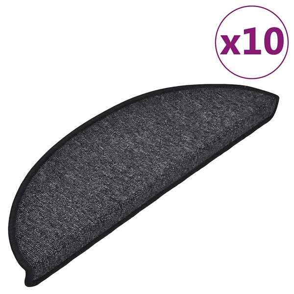 Schodové rohože 10 ks 56 x 17 x 3 cm antracitové půlkulaté 149735