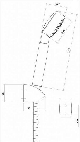 Cersanit ATON, Set ruční sprcha se sprchovou hadicí a 1-bodovým držákem sprchy, Chrom, S951-024